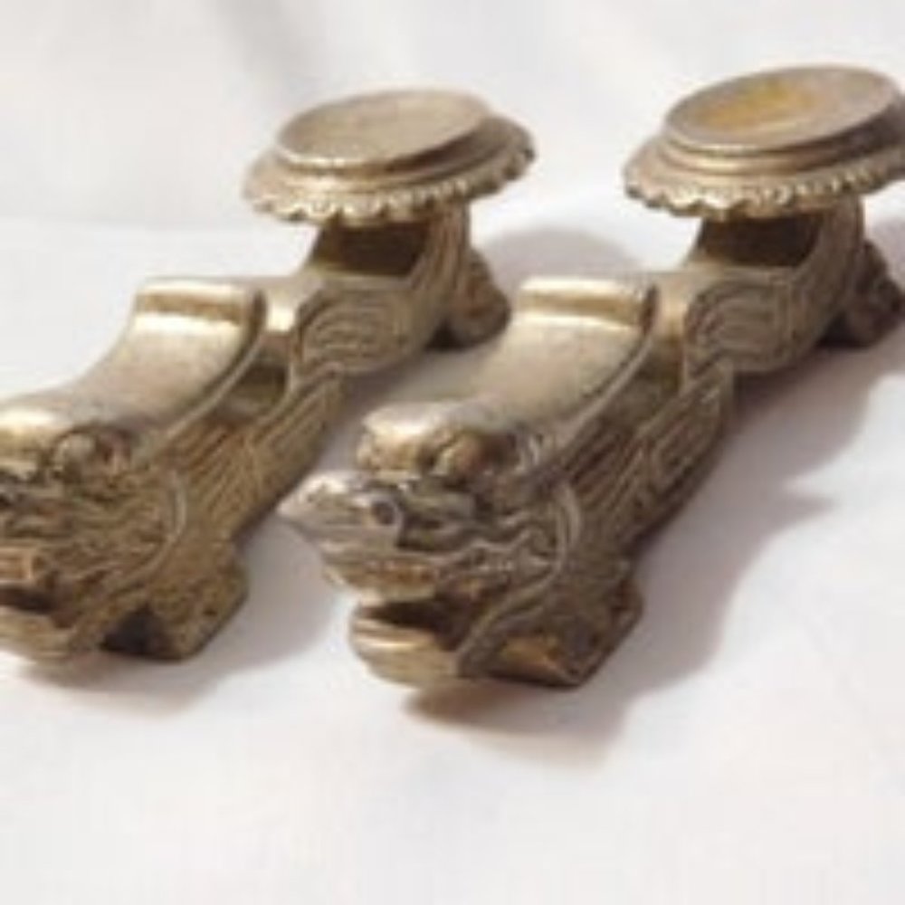 Asian Silver Dragon Chopstick Spoon Rest Holders